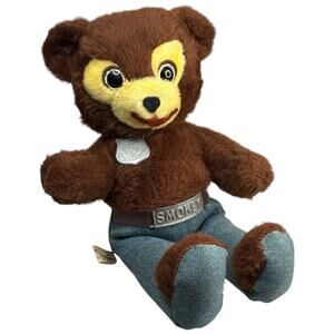 VTG Official Smokey The Bear Plush Stuffed Toy Ranger Badge KnickerBocker 1972